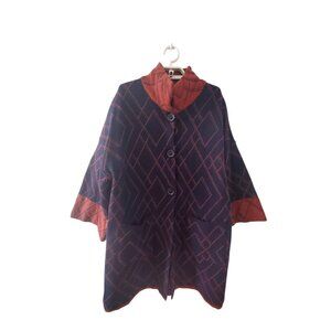 Aida cardigan sweater jacket coat womens Large 70% wool Italy